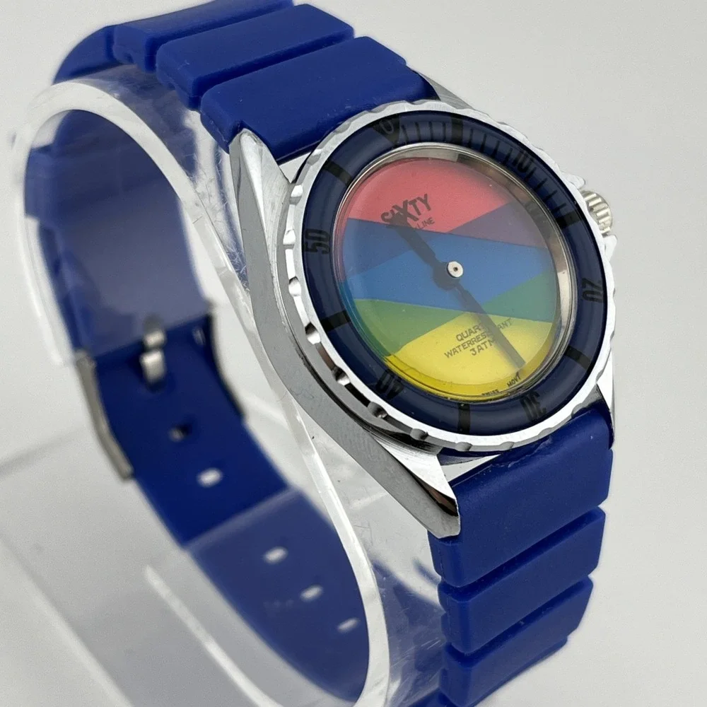 Vintage 1986 Le Jour Sea Line Sixty Color Wheel Watch Blue Band-For Parts/Repair